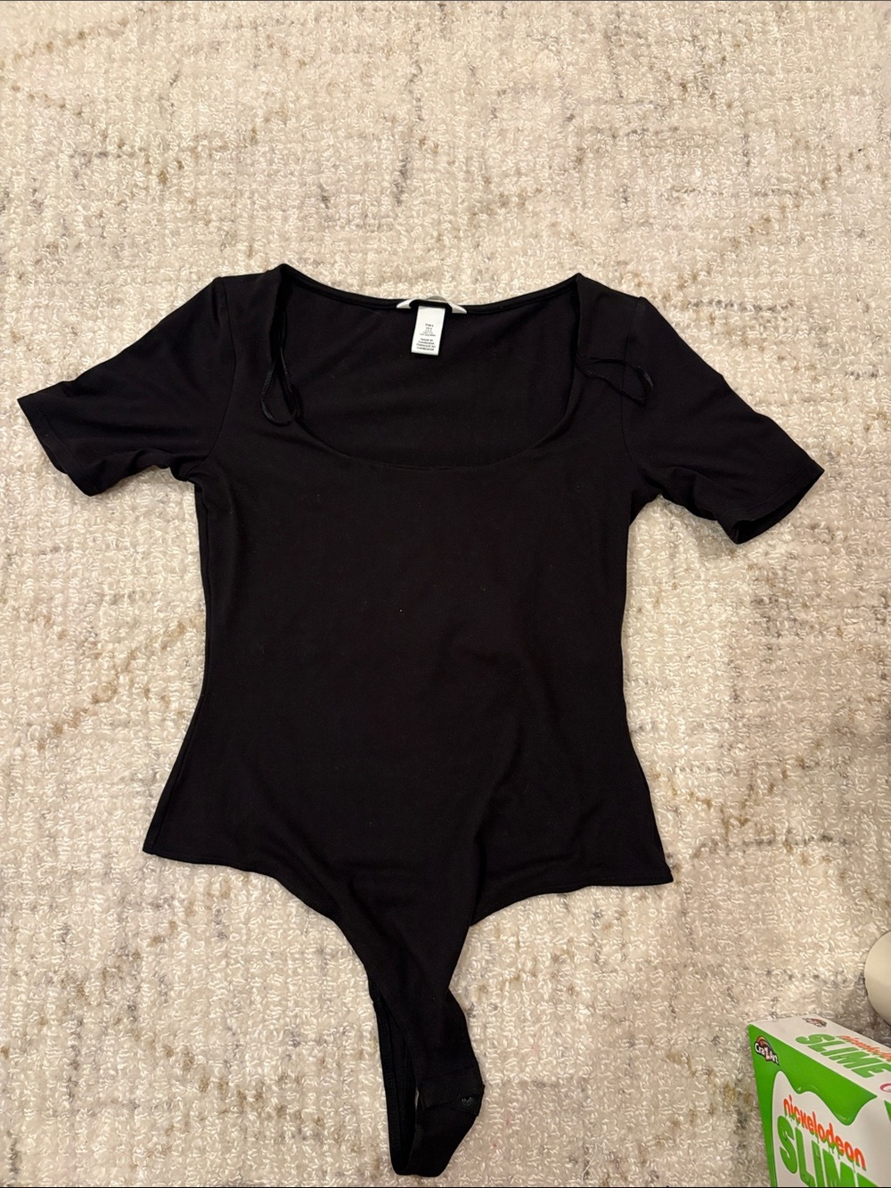 H&M Black Scoop Neck Short Sleeve Bodysuit